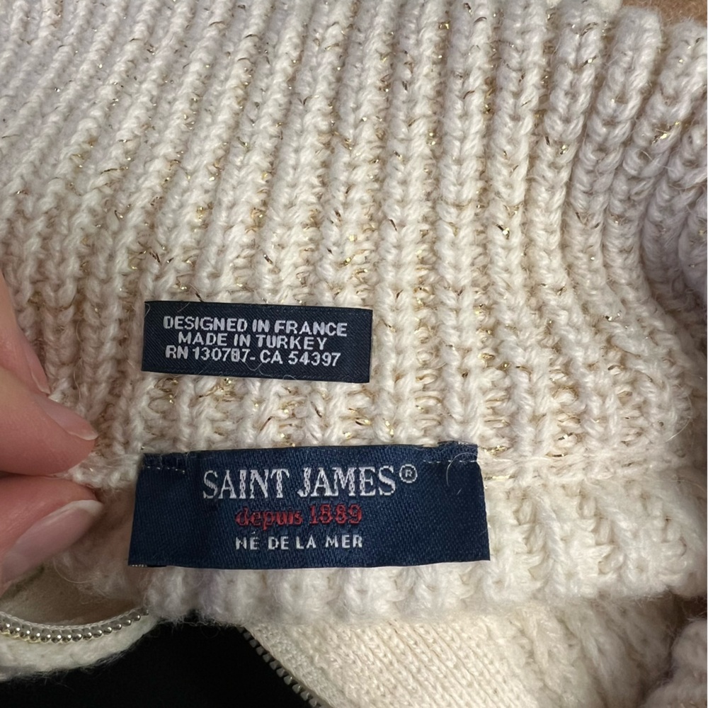 Saint James Cream Ribbed Knit - Picture 5 of 6